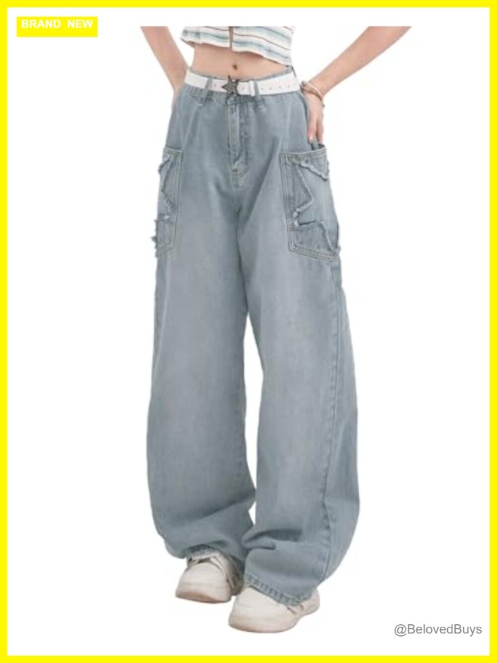 Boyfriend Baggy Star Jeans Wide Leg High Rise Denim Pants Y2k Streetwear